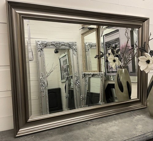 Large pewter gunmetal mirror - gunmetal,