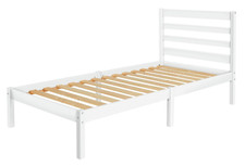 Home Kaycie Single Bed Frame - White | Modern Wooden Kids Bedroom Furniture Bed