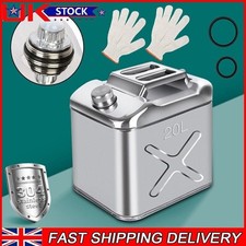 20L Jerry Can Polished Stainless Steel Fuel Petrol Diesel Oil Water Container UK