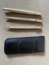 Vintage Sheaffer 14k 585 Gold Fountain Pen, Ballpoint & Pencil Set, Leather Case