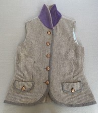 JOULES WAISTCOAT SZ 14 WOMENS WOOL BLEND EDINA GREY PURPLE POCKETS SEE DETAIL