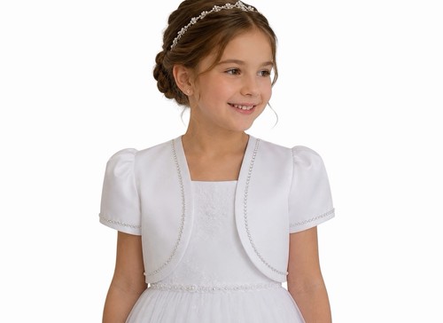 Girls white satin communion - white,