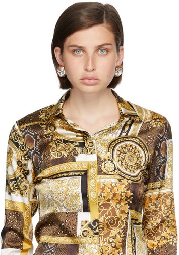 Versace bezel crystal stud - crystal,