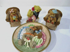 JOB LOT OF TEDDY X 3 ORNAMENTS AND WALL PLAQUE,VGC