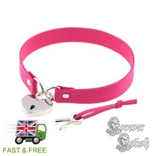Hot Pink Heart Padlock Choker