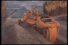 489073 Painting Of Pipeline Digger Machine A4 Photo Print