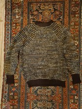 Vintage knitted men's Shetland wool /mohair/cotton mix crew-neck jumper, size L.