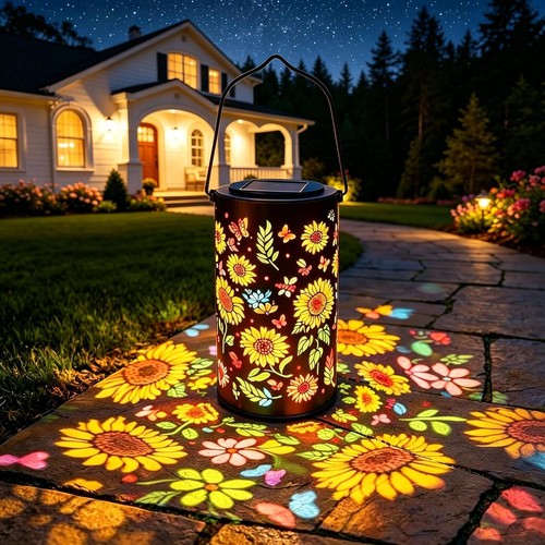 Sunflower solar garden lantern - garden,