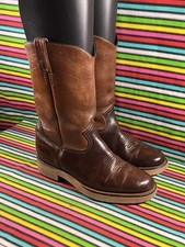 Rare Chris Matt Men’s Cowboy Western Brown Leather Roper Riding Boots  Uk 6.5
