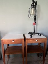 Vintage mid century antique georgian style bedside table units 