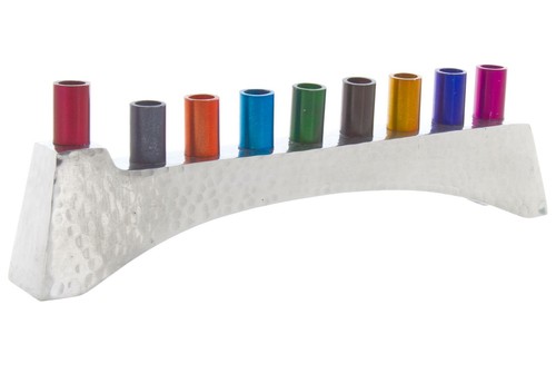 Hammered aluminium hanukkah - hammered,