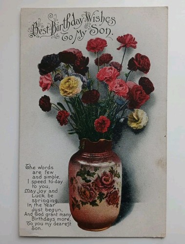 Antique postcard birthday - antique,