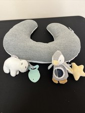 Nuby Penguin Tummy Time Pillow for Infants, Grey and White, 39 x 30 cm