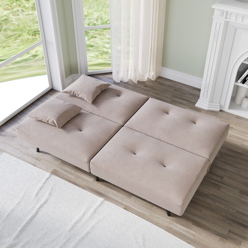 Khaki seater sofa bed - khaki, 2