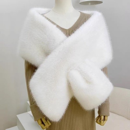 Faux fur long ponchos cape - ponchos,