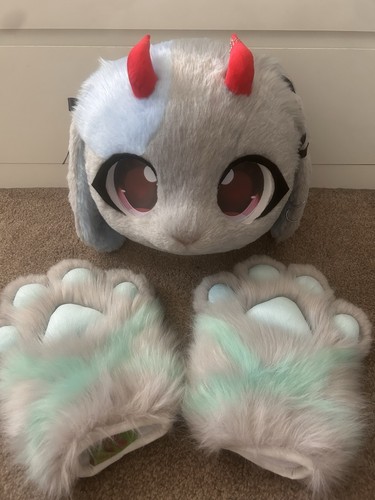 Grey and blue - and, bunny