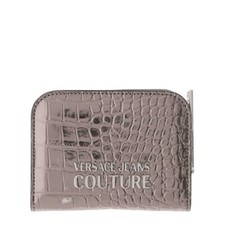 Versace Jeans Couture Wallet zip around purse metallic croc credit cards New