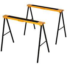 Set Of 2 Folding Saw Horses Steel Frame with Anti-Slip Platform Handle DIY