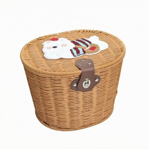 Wicker bike basket with lid - bike,