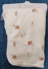Primark baby Lamb Sheep Fleece Pram Size Blanket cream beige  New