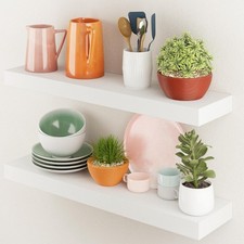 Floating Shelves For Auction Wall-Mounted 60 x 14.7 x 3.8cm White Set of 2