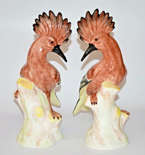 VINTAGE MID-CENTURY EXIMIOUS ITALY PORCELAIN HOOPOE BIRD FIGURES c1955