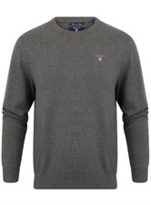 Authentic GANT Mens Grey Round Neck Jumper / Sweater