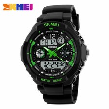 SKMEI Men's Waterproof Sport Army Alarm Date Analog Digital Black Wrist Watch UK