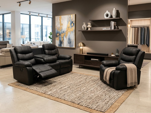 Black leather recliner sofa - black,