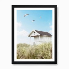 Beach Hut Art Print Framed