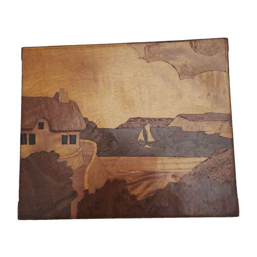 Vintage marquetry inlaid wood - vintage,