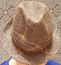 JOHNNY Made In France - GENTS VINTAGE BROWN TWEED HAT Size 6 5/8 (54)