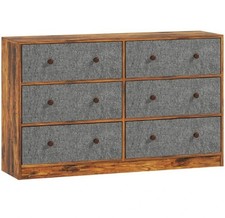 HOMCOM Chest of Drawers 6 Drawer Dresser for Bedroom Grey and Rustic Brown New
