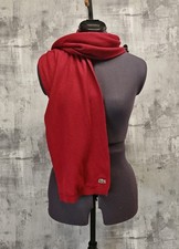 Lacoste Red Wool Blend Logo Knit Scarf Unisex One Size NWT