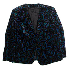 Vintage PETER HAHN Womens Blazer Jacket Black Velvet 90s Crazy Pattern L