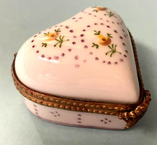 Vintage - Limoges France - White Porcelain - Heart Shaped Small Trinket Box