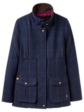 Joules Fieldcoat Tweed Wool Jacket Coat Ladies Women’s New Navy Blue Size 12 UK