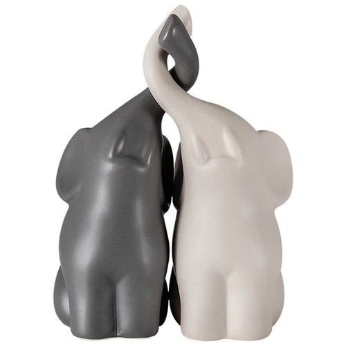 Grey cream ceramic elephant - grey,