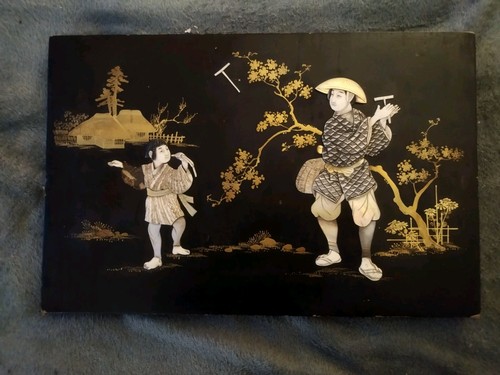 Japanese shibayama lacquer - a,
