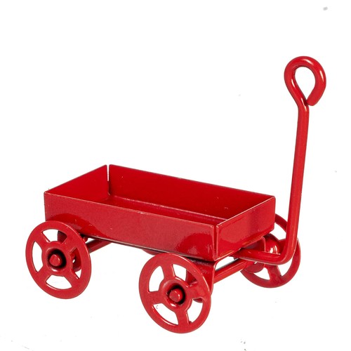 Dolls house red - dolls, trolley
