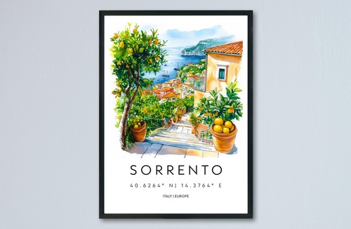 Sorrento watercolor poster - watercolor,