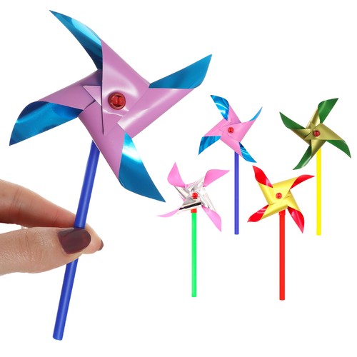 Plastic beach windmills - plastic, 12