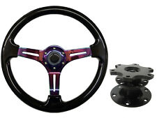 Black Neo Chrome TS Steering Wheel + Quick Release boss 42BK for TOYOTA