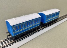 Hornby    2 x Caledonian Blue 4 Wheel Coach   0-0 gauge  V.G.C