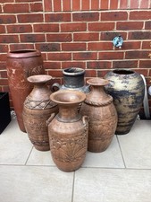 SET OF SIX LARGE TERRACOTTA URNS / VASES - PLEASE SEE DESCRIPTION