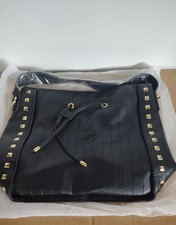 Black classic short strap shoulder bag with studded detail