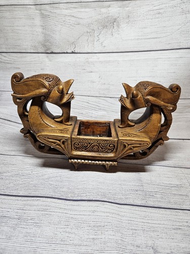 Vintage hand carved wood ship - vintage,