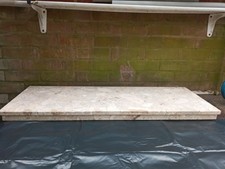 Solid Marble Hearth Plinth.Beige.40"long X 14/3/4"wide.Slight Chips Front+corner