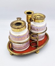 GEORGE IV GILT COPPER & TOLEWARE INKSTAND c1825 LUSTRE POTTERY