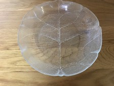 Clear Glass Aspen Leaf Arcoroc France Buffet Dinner Side Plate - 8” Diameter